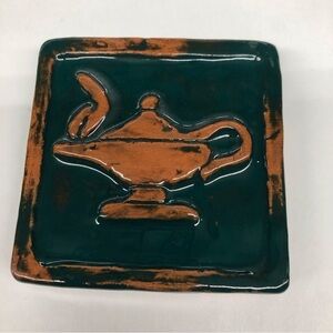 Handmade Ceramic Tile: Jade  Aladdin's Genie Lamp